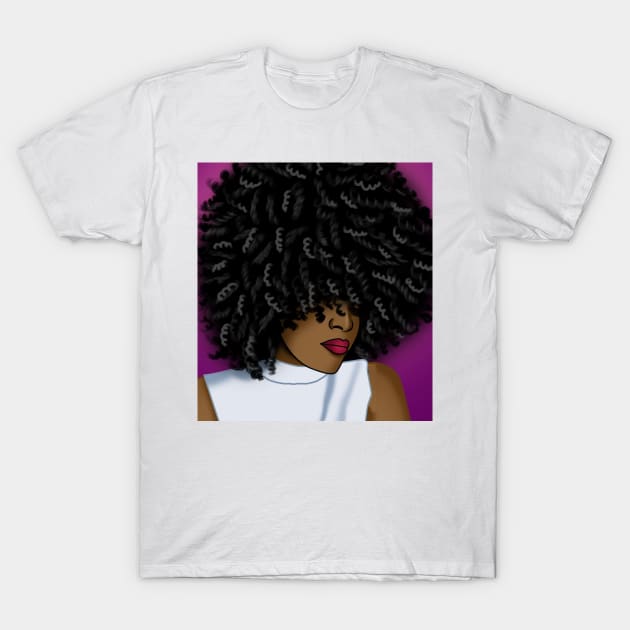 Afro black beautiful woman digital art T-Shirt by Spinkly Creations 